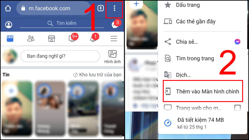 Chọn vào biểu tượng ba chấm > Chọn Thêm vào Màn hình chính.